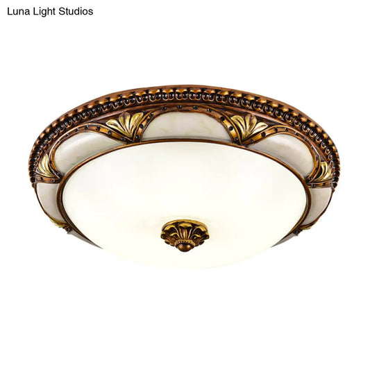 14"/16"/19.5" LED Floral Cream Glass Ceiling Lamp Fixture in Brass
