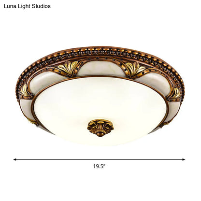 DecorBites™ DecorBites™ 14"/16"/19.5" LED Floral Cream Glass Ceiling Lamp Fixture in Brass