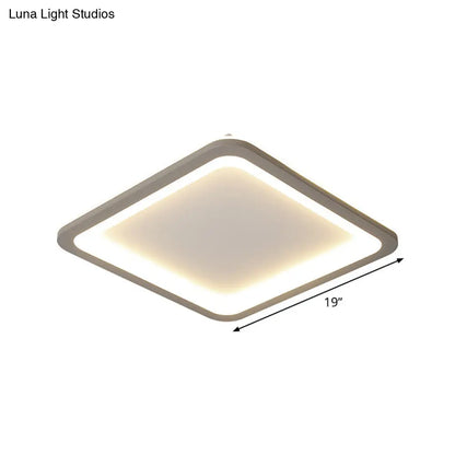 ديكوربايتس™ ديكوربايتس™ مصباح سقف أكريليك مربع الشكل بمقاس 14.5 بوصة/19 بوصة/23.5 بوصة - تصميم نورديك رفيع وأنيق باللون الرمادي، إضاءة دافئة/بيضاء