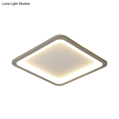 ديكوربايتس™ ديكوربايتس™ مصباح سقف أكريليك مربع الشكل بمقاس 14.5 بوصة/19 بوصة/23.5 بوصة - تصميم نورديك رفيع وأنيق باللون الرمادي، إضاءة دافئة/بيضاء
