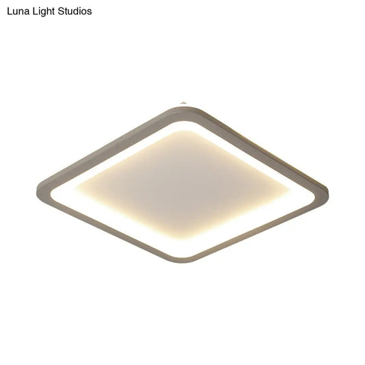 14.5"/19"/23.5" LED Square Bedroom Flush Mount Acrylic Ceiling Lamp - Thin & Stylish Nordic Design in Grey, Warm/White Light