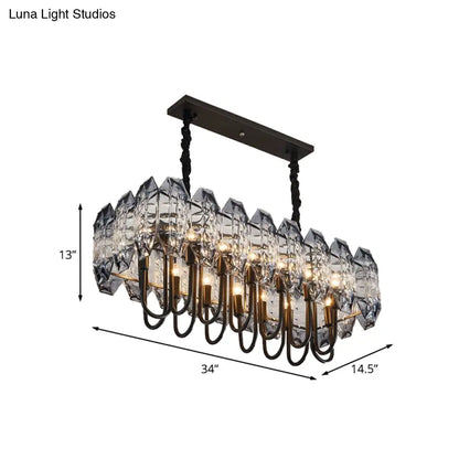 DecorBites™ 14-Head Crystal Flute Hanging Ceiling Light in Swirled Black - Sleek Island Lighting Idea