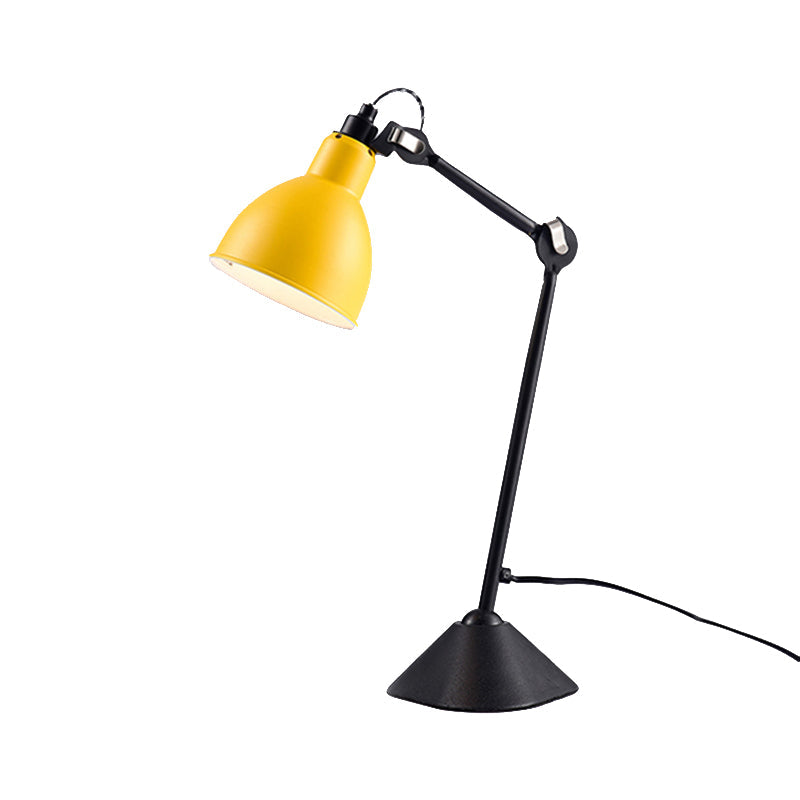 Lámpara de escritorio con brazo ajustable y pantalla abovedada negra/azul - Estilo modernista, acabado metálico, ideal para leer y estudiar