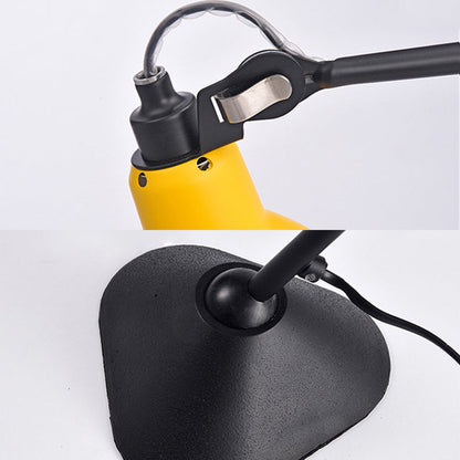 Lámpara de escritorio con brazo ajustable y pantalla abovedada negra/azul - Estilo modernista, acabado metálico, ideal para leer y estudiar