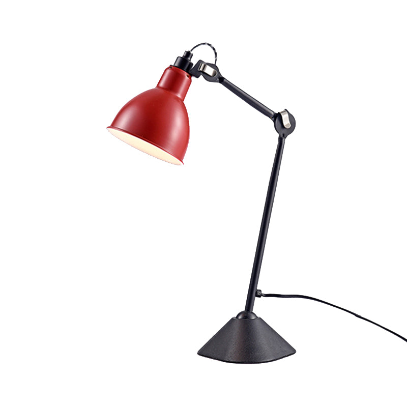 Lámpara de escritorio con brazo ajustable y pantalla abovedada negra/azul - Estilo modernista, acabado metálico, ideal para leer y estudiar