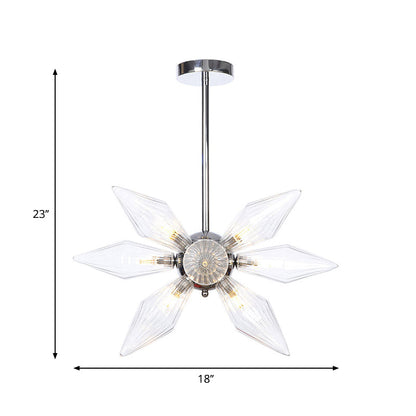 Diamond Clear/Amber Glass Chandelier - Industrial Kitchen Pendant Lighting Fixture (9/12/15 Heads) in Chrome/Gold