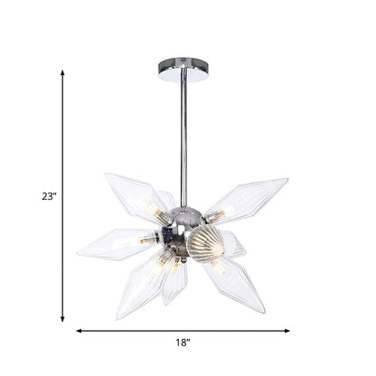 Diamond Clear/Amber Glass Chandelier - Industrial Kitchen Pendant Lighting Fixture (9/12/15 Heads) in Chrome/Gold