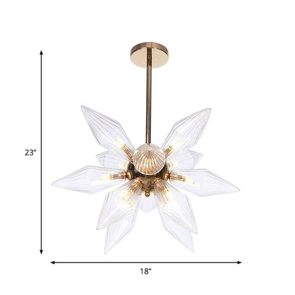 Diamond Clear/Amber Glass Chandelier - Industrial Kitchen Pendant Lighting Fixture (9/12/15 Heads) in Chrome/Gold