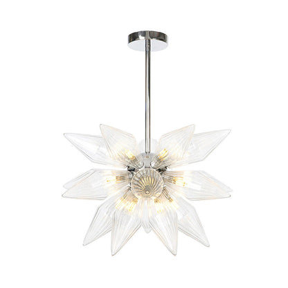 Diamond Clear/Amber Glass Chandelier - Industrial Kitchen Pendant Lighting Fixture (9/12/15 Heads) in Chrome/Gold