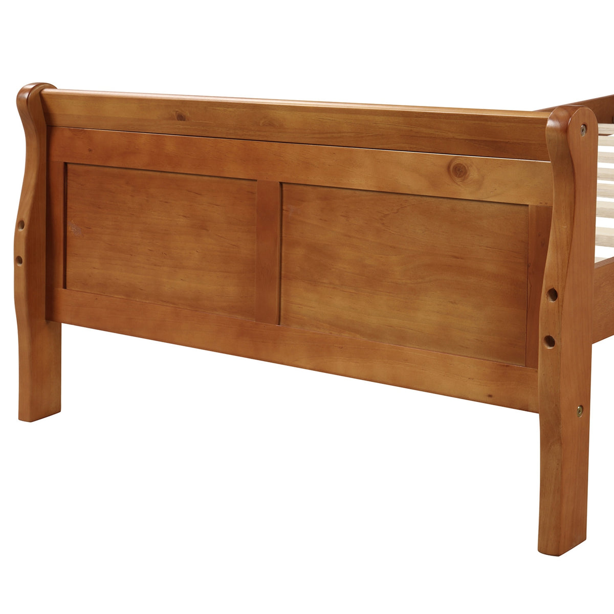 Holz-Plattform-Twin-Bettgestell, Schlitten-Design mit Kopf- und Fußteil, Holz-Latten