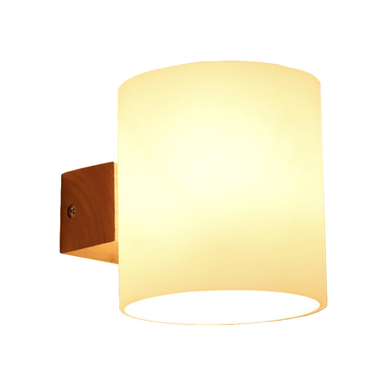 DecorBites™ Cylinder Shade Frosted Glass Japanese Wall Lamp - Beige Bedroom Wall Lighting