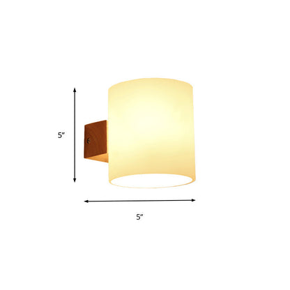DecorBites™ Cylinder Shade Frosted Glass Japanese Wall Lamp - Beige Bedroom Wall Lighting
