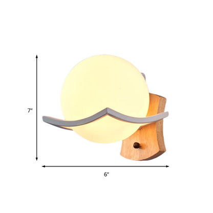 DecorBites™ DecorBites™ Nordic White Glass Globe Wooden Sconce for Living Room Lighting