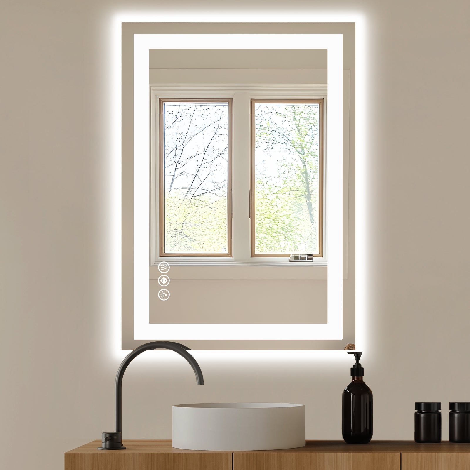 Antibeschlag-LED-Badezimmerspiegel mit dualer Lichtquelle und drei Beleuchtungsmodi