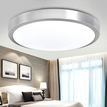 DecorBites™ DecorBites™ Silver LED Bedroom Ceiling Flush Mount, Simple Style, Acrylic Diffuser, Sizes: 7.5"/9"/10" Dia