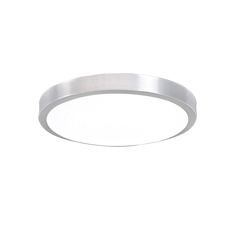 DecorBites™ DecorBites™ Silver LED Bedroom Ceiling Flush Mount, Simple Style, Acrylic Diffuser, Sizes: 7.5"/9"/10" Dia