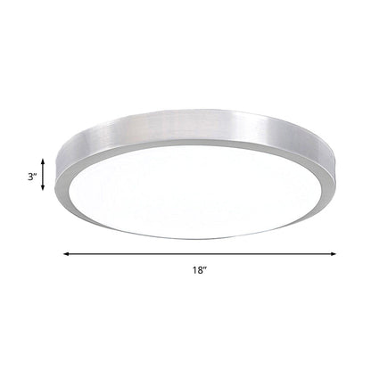 DecorBites™ DecorBites™ Silver LED Bedroom Ceiling Flush Mount, Simple Style, Acrylic Diffuser, Sizes: 7.5"/9"/10" Dia