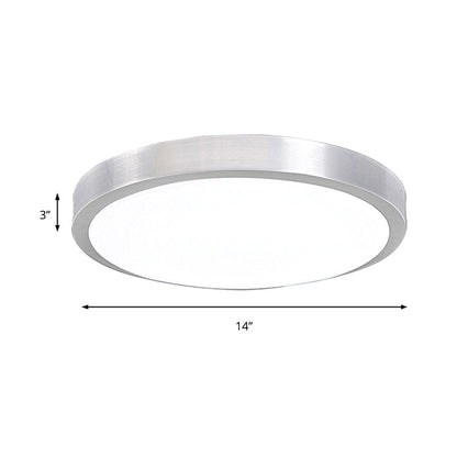 DecorBites™ DecorBites™ Silver LED Bedroom Ceiling Flush Mount, Simple Style, Acrylic Diffuser, Sizes: 7.5"/9"/10" Dia