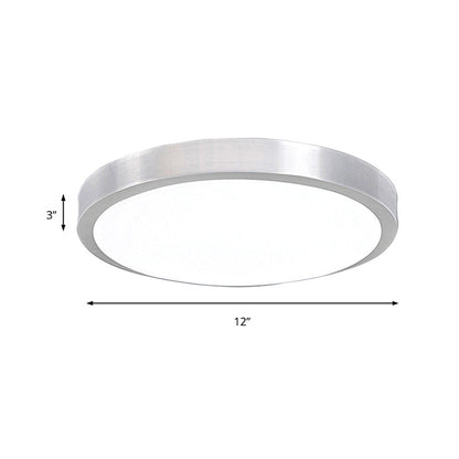 DecorBites™ DecorBites™ Silver LED Bedroom Ceiling Flush Mount, Simple Style, Acrylic Diffuser, Sizes: 7.5"/9"/10" Dia