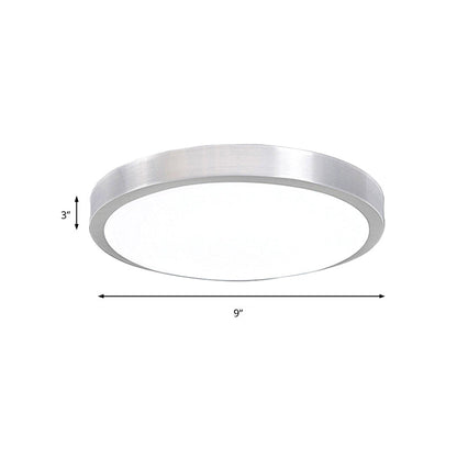 DecorBites™ DecorBites™ Silver LED Bedroom Ceiling Flush Mount, Simple Style, Acrylic Diffuser, Sizes: 7.5"/9"/10" Dia