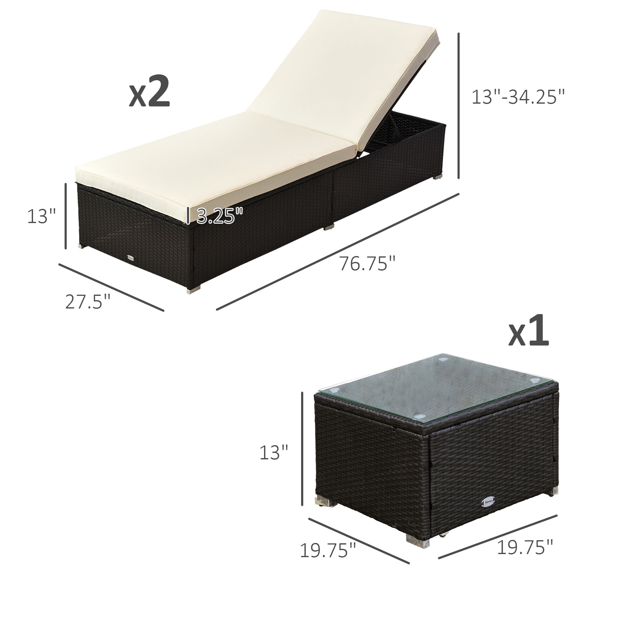 Adjustable Chaise Lounge Set