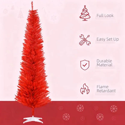 Red Pencil Christmas Tree ,with 499 Realistic Branch Tips And Plastic Stand