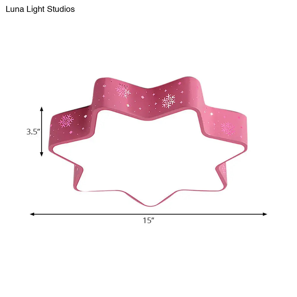15"/19"/23" Macaron Star Ceiling Mounted LED Flush Light in Pink/Blue for Kid's Bedroom - Warm/White/2 Color Light
