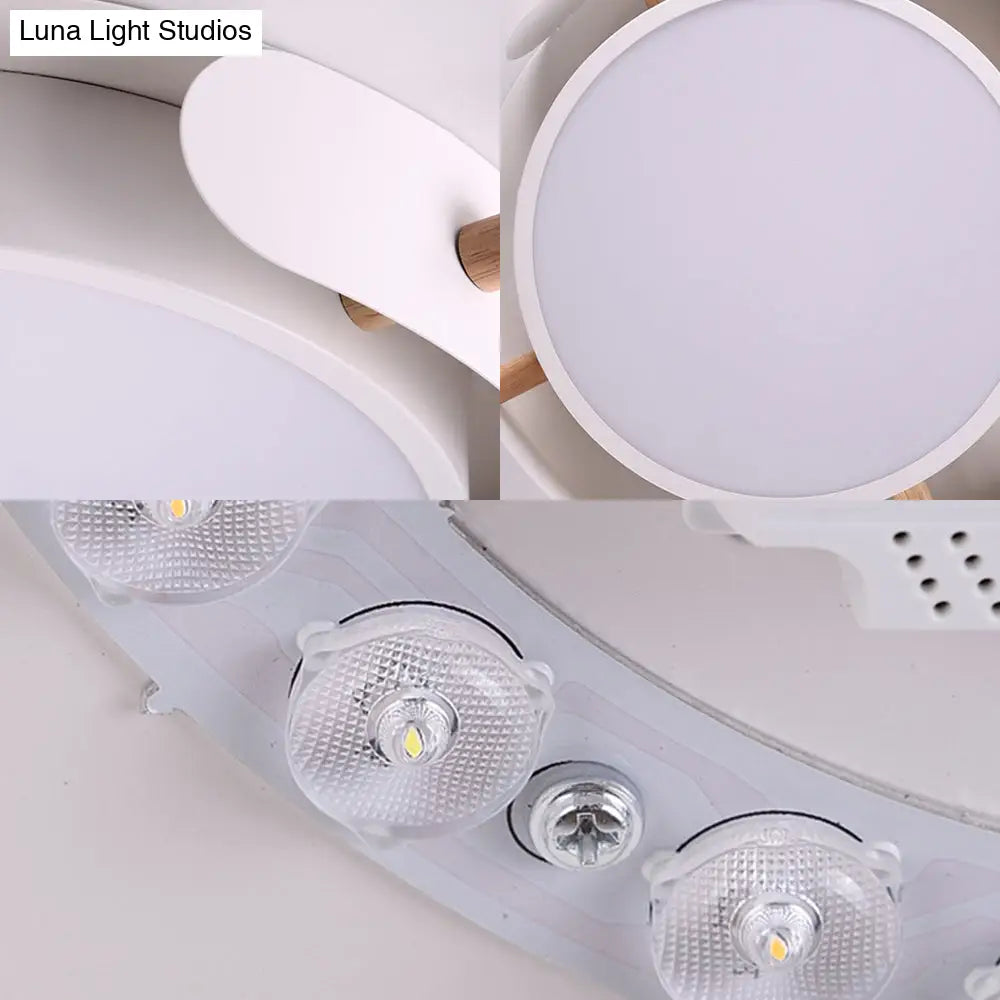 15"/19" Minimalist LED Flush Ceiling Light with Acrylic Shade - White Round Lamp, Warm/White Light