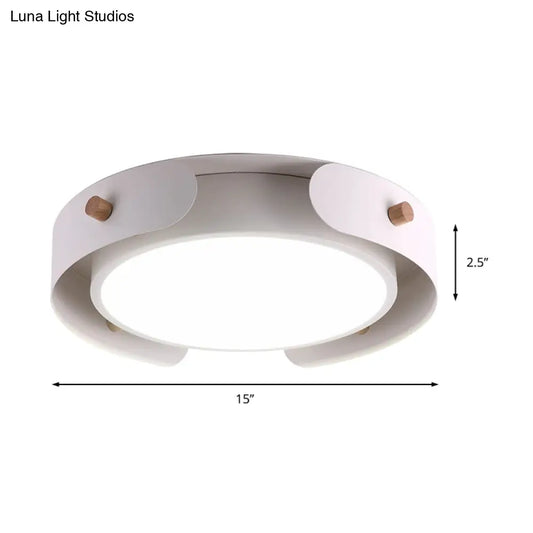 15"/19" Minimalist LED Flush Ceiling Light with Acrylic Shade - White Round Lamp, Warm/White Light
