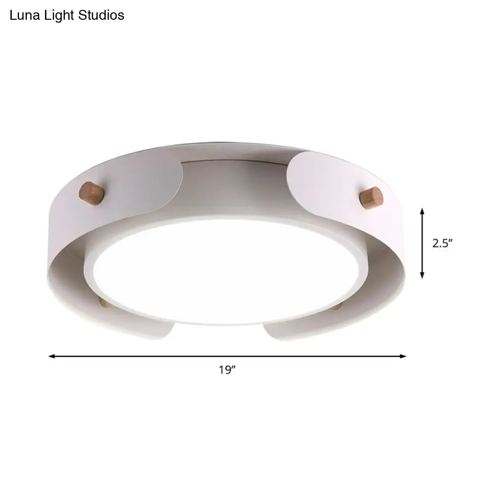 15"/19" Minimalist LED Flush Ceiling Light with Acrylic Shade - White Round Lamp, Warm/White Light