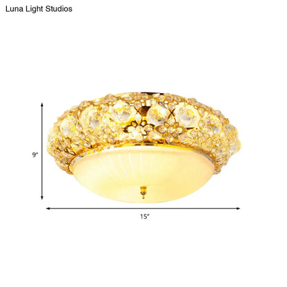 Lámpara de techo DecorBites™ de 15"/19" con difusor de cristal opalino dorado - Solución de iluminación moderna