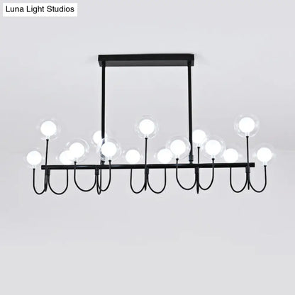 Lámpara de techo DecorBites™ de 15 luces, color negro: moderna lámpara colgante con globo de cristal transparente y cable ajustable.