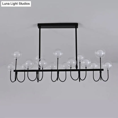 Lámpara de techo DecorBites™ de 15 luces, color negro: moderna lámpara colgante con globo de cristal transparente y cable ajustable.