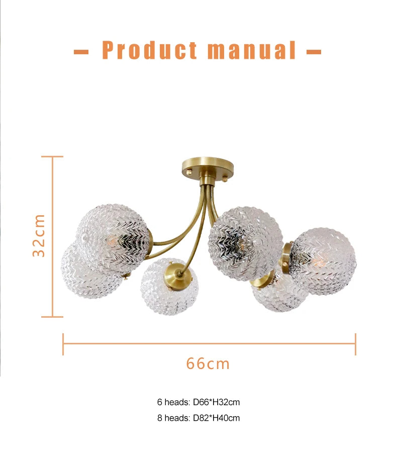 Lámpara de techo con bola de cristal DecorBites™: Lámpara moderna nórdica para salón, comedor o dormitorio