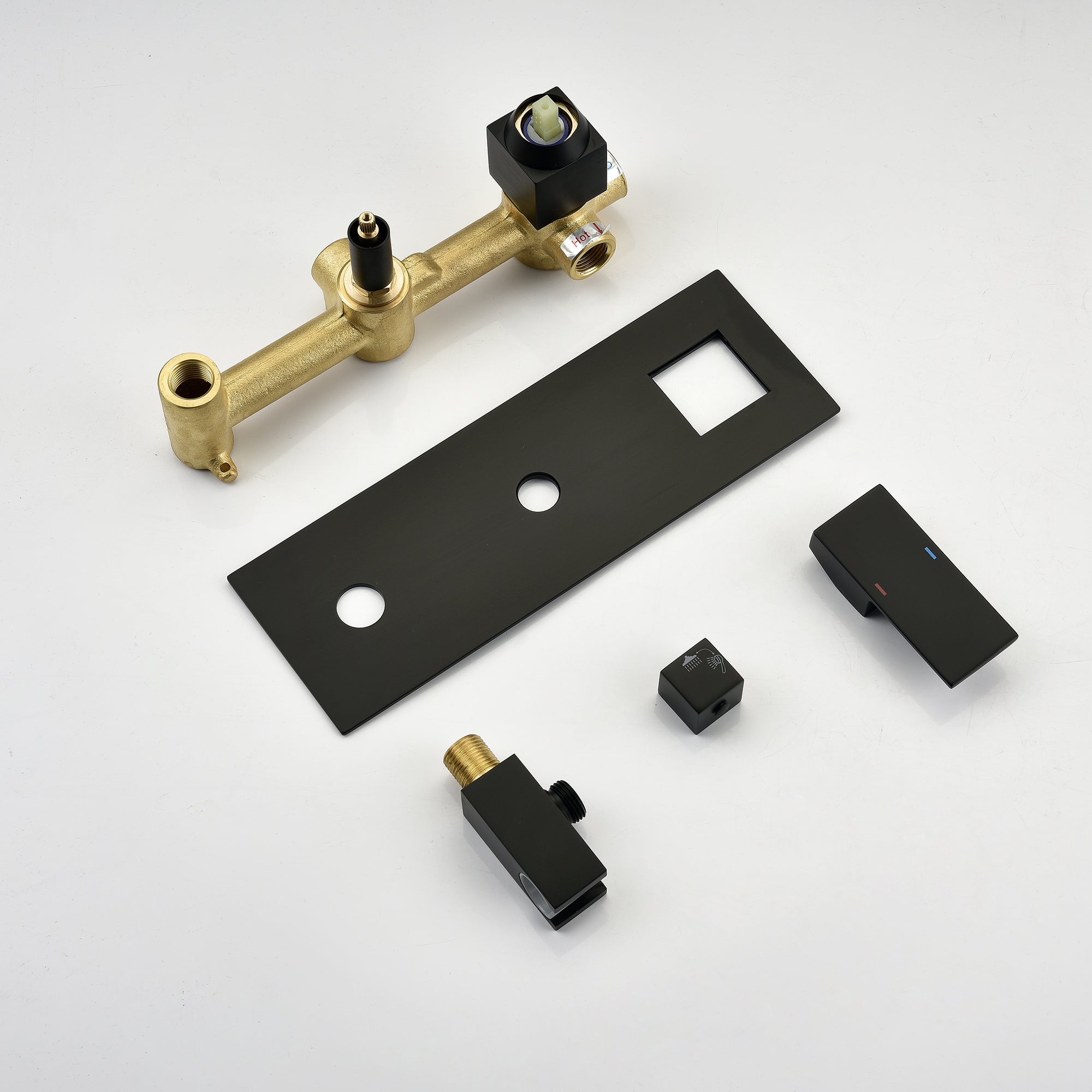 Grifo de Ducha en Latón Negro Mate con Sistema de Ducha, Cabezal de Ducha de 10 Pulgadas y Pulverizador Portátil, Combinación de Grifo de Baño Deluxe