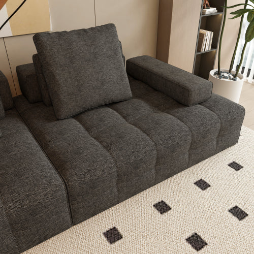 Sofá para la sala de estar, sofá tipo loveseat moderno con asientos extra profundos, reposabrazos cómodos, sofás para sala de estar en apartamento o lounge, ensamblaje fácil, gris