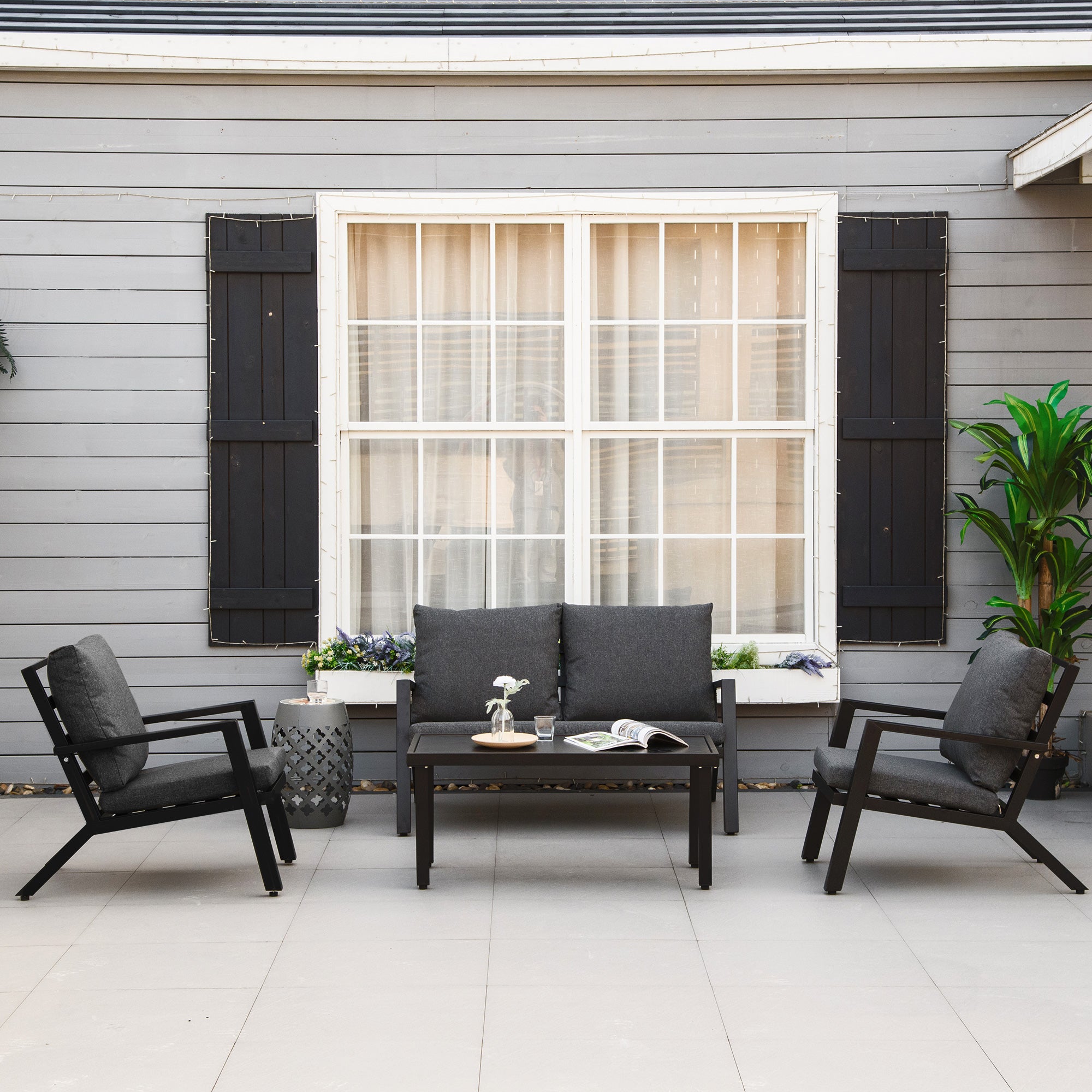 Teak Modern Patio Set