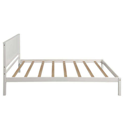 White Wood Platform Bed