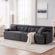 LY-029 Graue Kompressionssofa für 4 Personen, Kombinierte Sofa, Holzmaserung Chenille-Stoff, Voll-Schwamm-Kompressionssofa, kombinierte Sofa mit 2 Kissen für Wohnzimmer, Möbel für Zuhause, Wohnung