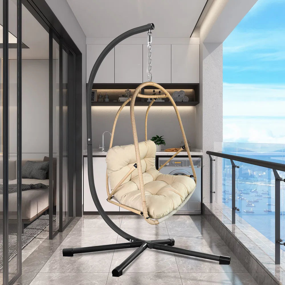 JESE Swing Egg Chair With Stand – Foldable Hanging Chair For Indoor & Outdoor Use – 300lbs Capacity