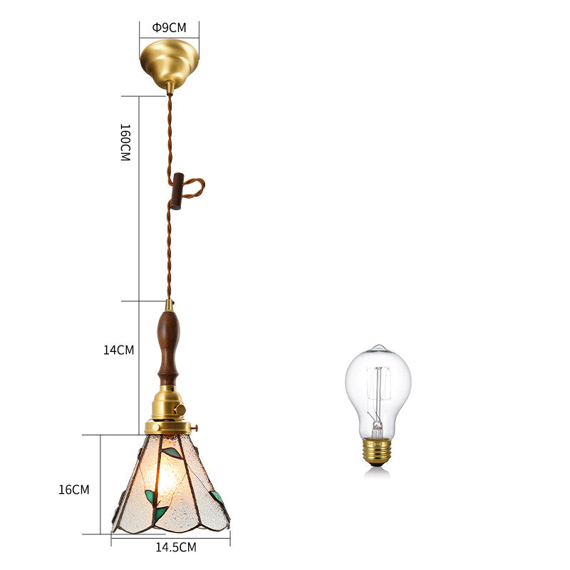 Brass Hand-Blown Glass Chandelier Light