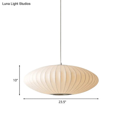 DecorBites™ 16"/19.5"/23.5"W Saucer Hanging Ceiling Light Modernist Fabric 1 Light White Suspension Pendant