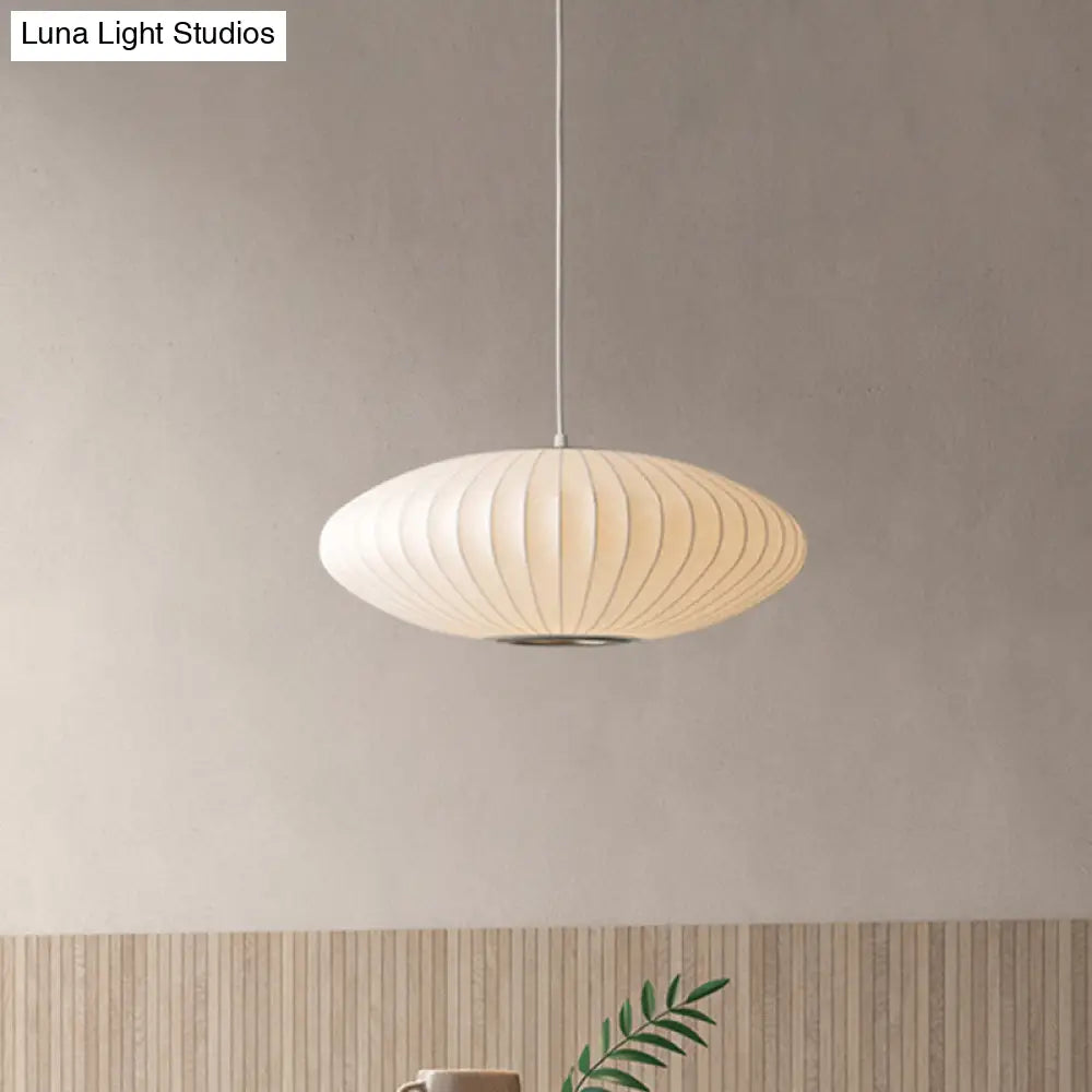 16"/19.5"/23.5"W Saucer Hanging Ceiling Light Modernist Fabric 1 Light White Suspension Pendant