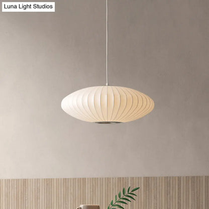 DecorBites™ 16"/19.5"/23.5"W Saucer Hanging Ceiling Light Modernist Fabric 1 Light White Suspension Pendant