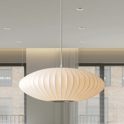 DecorBites™ 16"/19.5"/23.5"W Saucer Hanging Ceiling Light Modernist Fabric 1 Light White Suspension Pendant