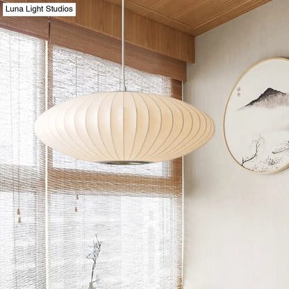 DecorBites™ 16"/19.5"/23.5"W Saucer Hanging Ceiling Light Modernist Fabric 1 Light White Suspension Pendant