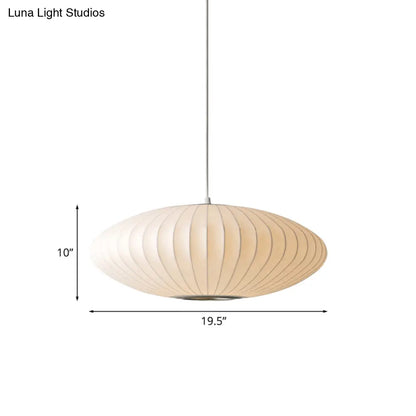 DecorBites™ 16"/19.5"/23.5"W Saucer Hanging Ceiling Light Modernist Fabric 1 Light White Suspension Pendant
