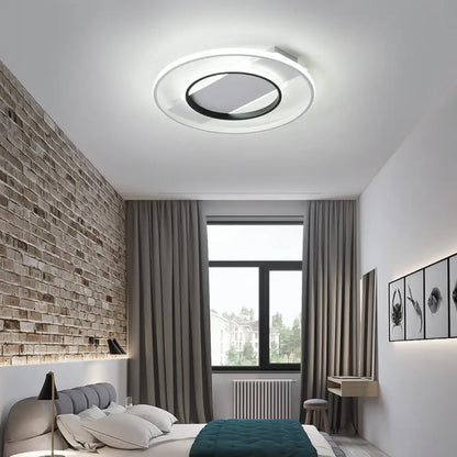 DecorBites™ 16"/19.5"/23.5" Acrylic Ring Flush Ceiling Light - 2 Heads, Black & White, Bedroom (Warm/White)