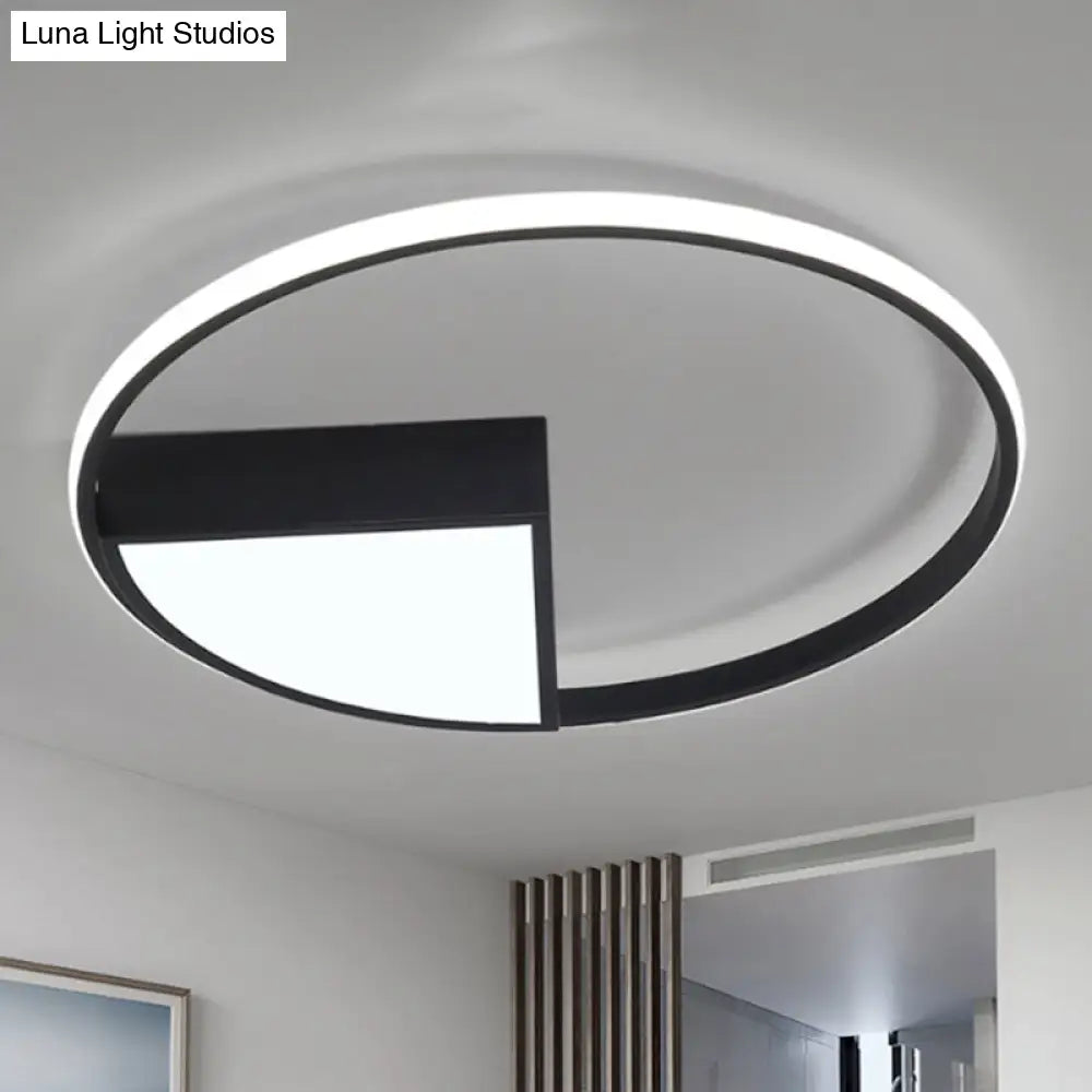 16"/19.5"/23.5" Wide Acrylic Flushmount LED Ceiling Light in Black/White with Warm/White Lighting