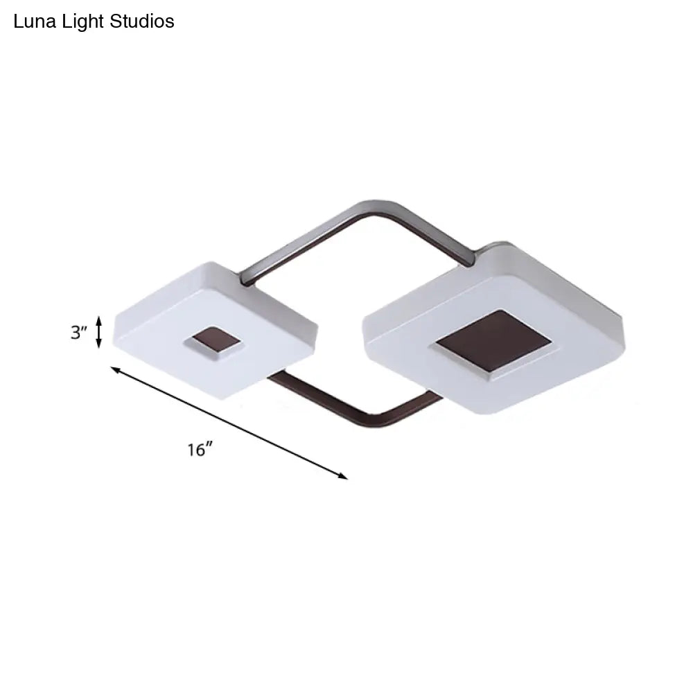 16"/19.5"/35.5" Coffee Square/Rectangular LED Flush Mount Lamp - White Light Acrylic Ceiling Light for Living Room